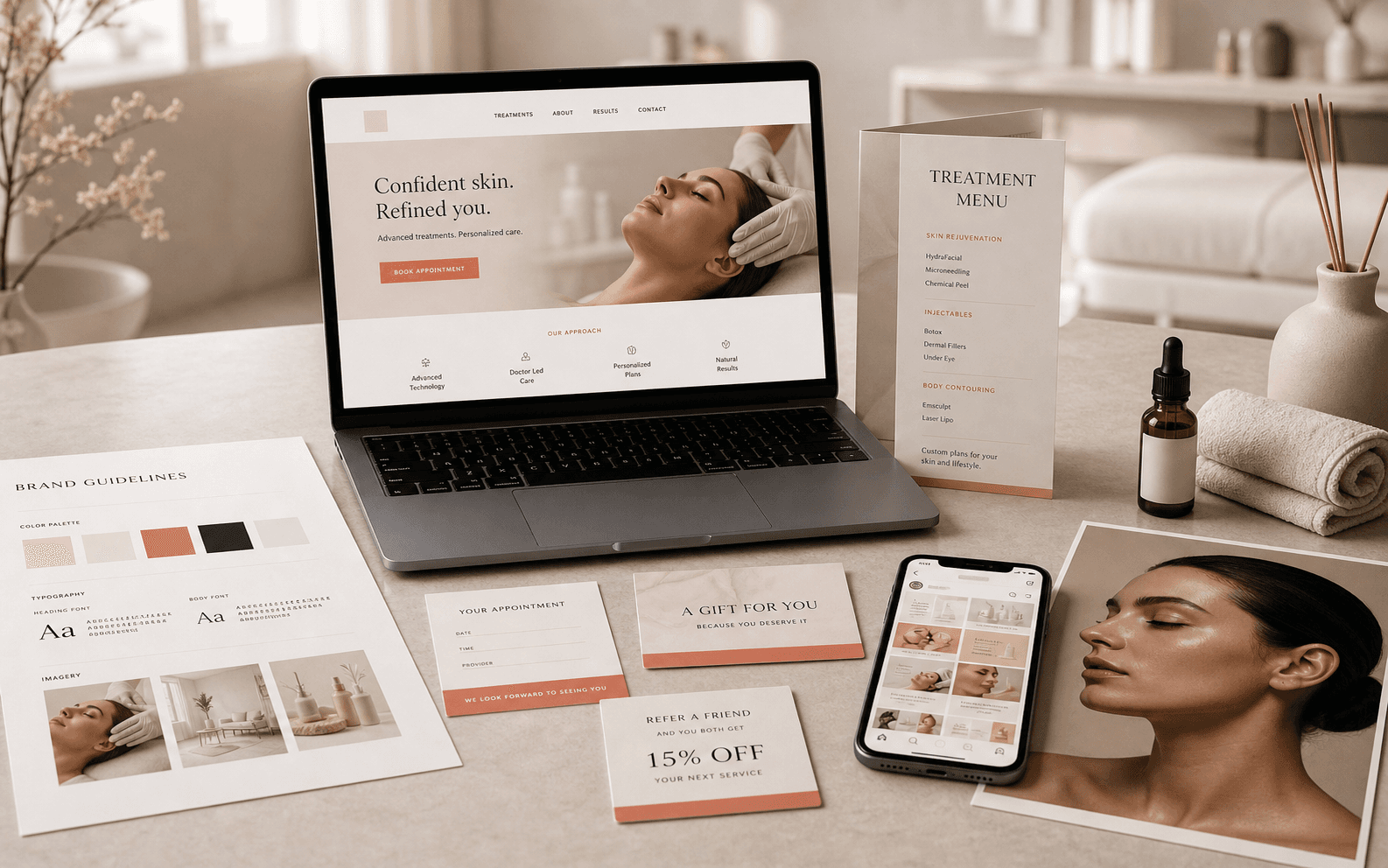 Med Spa branding, web, and print launch kit