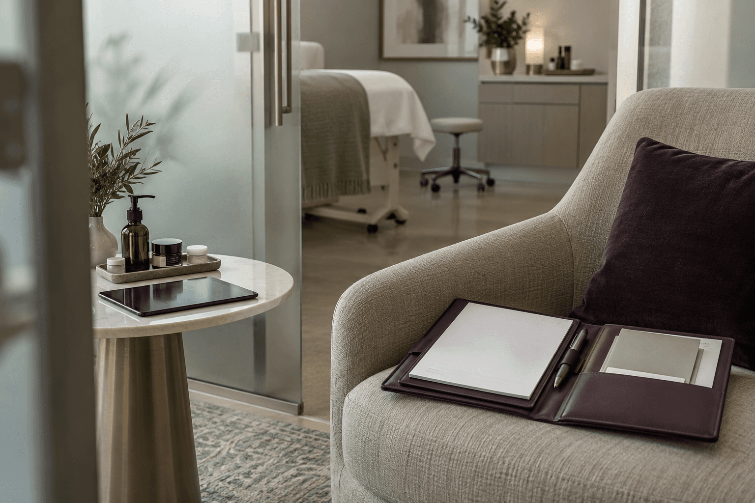 Med Spa branding, website, and print article preview