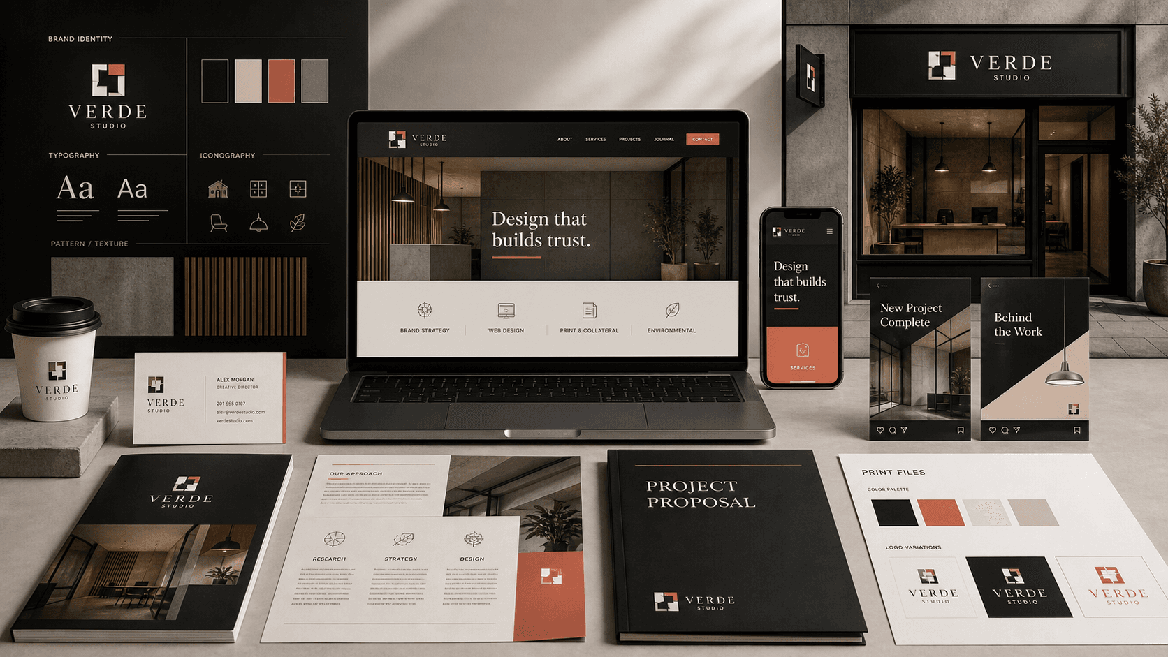 Professional Services branding, website, and print article preview